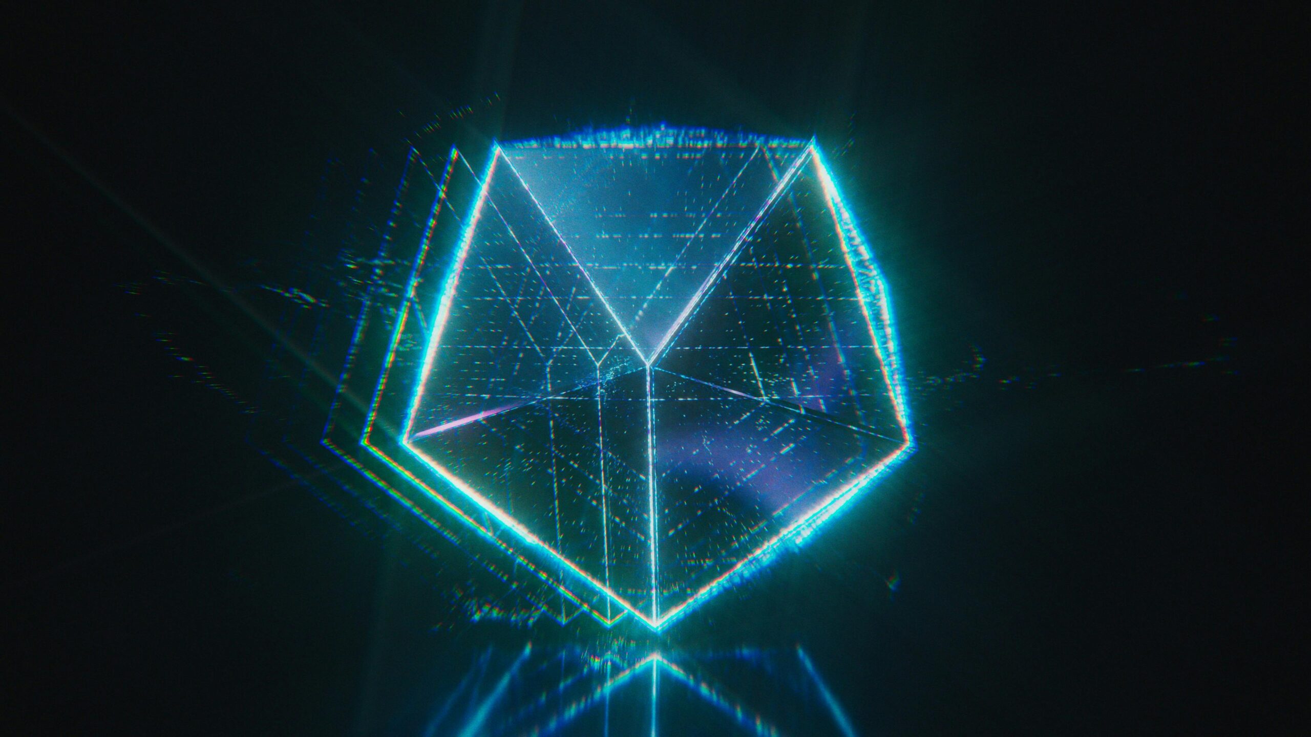 Futuristic Digital Polygon in Neon Light Art